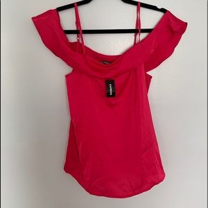 Express silk tank top with flutter cut out sleeves